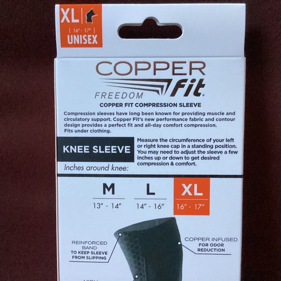 The Original Copper Fit Freedom Copper Infused Compression Knee Sleeve Size XL - Picture 5 of 5